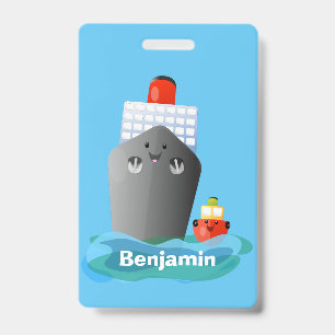 Cute illustratie van oceaanlijner scheepssleepboot badge