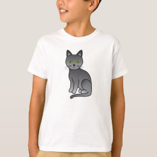 Cute illustratie van Russische Blauwe kat in carto T-shirt