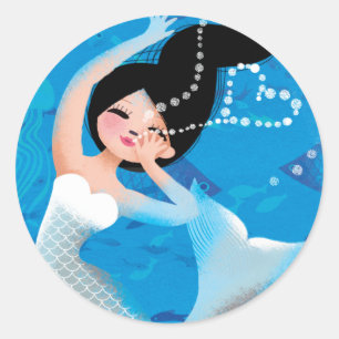 Cute illustration of mermaids' day on the Beach Ronde Sticker