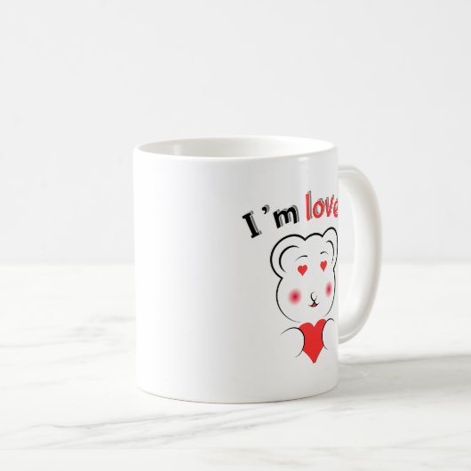 Cute I'm Loved Bear Mug - Minimalist Bear Face wit (Devant droit)