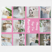 Cute I'm Purrfect Cat Photo Collage Pink Fleece Deken (Voorkant (Horizontaal))
