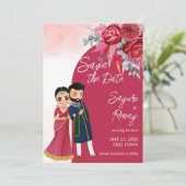 Cute Indian bruiloft nodigde sjabloon uit (Staand voorkant)