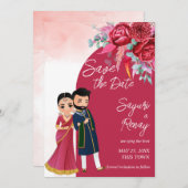 Cute Indian bruiloft nodigde sjabloon uit (Voorkant / Achterkant)