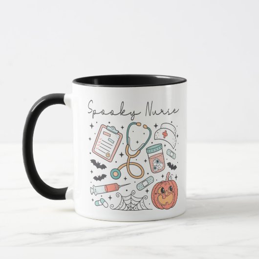 Cute infirmière Éffrayante Halloween Mug (Gauche)