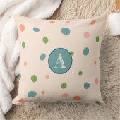 Cute initiaal monogram roze achtergrond polka dots kussen (Deken)