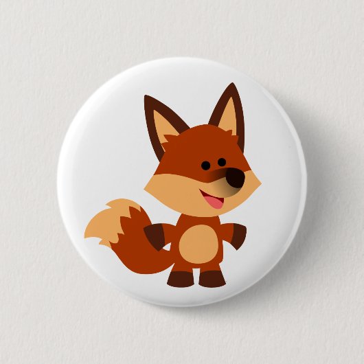 Cute Innocent Cartoon Fox Button Badge (Voorkant)