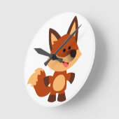 Cute Innocent Cartoon Fox Wall Clock Ronde Klok (Hoek)