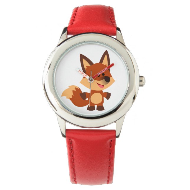 Cute Innocent Cartoon Fox Watch Horloge (Voorkant)