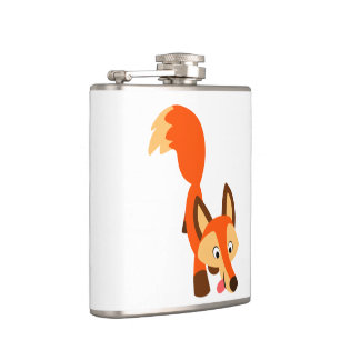 Cute Inquisitive Cartoon Fox Hip Flask Heupfles