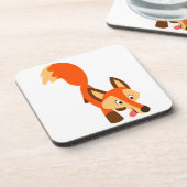 Cute Inquisitive Cartoon Fox Onderzetters Set (Linkerzijde)