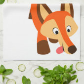 Cute Inquistive Cartoon Fox Serviette de cuisine (Plié)