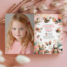Cute Insects Bugtastic Girl Kids Photo Birthday