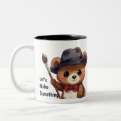 Cute Inspiring Bear Design Invent Make Something Tweekleurige Koffiemok (Links)
