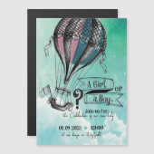 Cute invitation à l'air chaud ballon magnétique (Devant / Derrière)