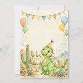 Cute Invitation Anniversaire Thème Dinosaure Cinq (Dos)