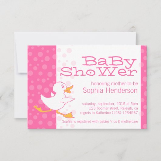 Cute invitation baby shower rose (Devant)