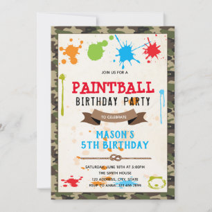 Cute invitation de l'armée de paintball