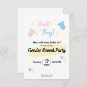 Cute Invitation Gender Reveal  (Devant / Derrière)