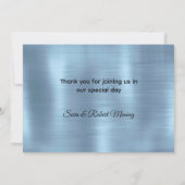 Cute iridescen ice blue faux monogram bedankkaart (Achterkant)