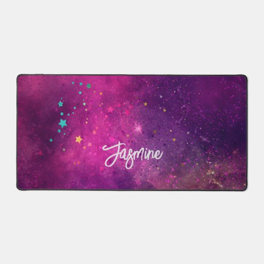 Cute iridescen rose espace galaxie monogramme (Recto)