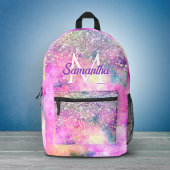 Cute iridescen Silfaux glitter monogram Bedrukte Rugzak