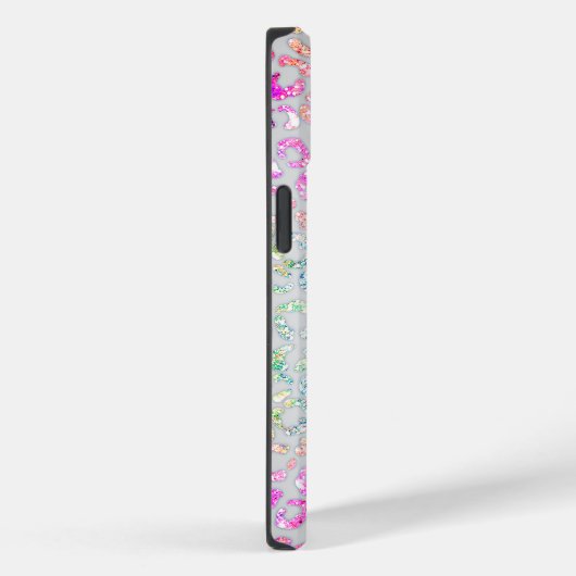Cute iridescent Animal print glitter monogram Case-Mate iPhone Case (Achterkant / Rechts)