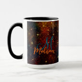 Cute iridescent kleurig faux glitter monogram mok (Links)