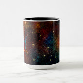 Cute iridescent kleurig faux glitter monogram mok (Midden)