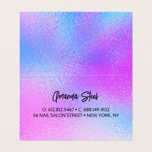 Cute iridescent kleurige faux glitter monogram lug visitekaartjes (Binnenkant ongevouwen)