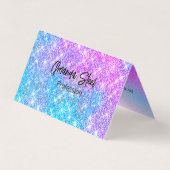 Cute iridescent kleurige faux glitter monogram lug visitekaartjes (Voorkant)