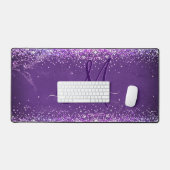 Cute iridescent paars goudfaux glitter monogram bureaumat (Keyboard & Muis)