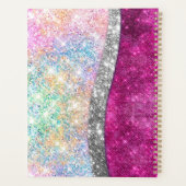Cute iridescent roze faux glitter monogram planner (Achterkant)