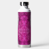 Cute iridescent roze faux glitter monogram waterfles (Links)