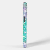 Cute iridescent turquoise faux glitter monogram Case-Mate iPhone case (Achterkant / Rechts)