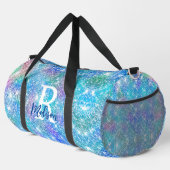 Cute iridescent unicorn blue roze glitter monogram plunjezak (Rechterhoek)