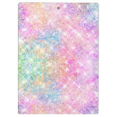 Cute iridescent unicorn roze faux glitter monogram klembord (Achterkant)
