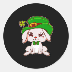 Cute Irish Bunny Dpress voor St Patrick Day Irish Ronde Sticker