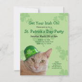 Cute Irish Cat St. Patrick's Day Party Kaart (Voorkant)