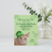Cute Irish Cat St. Patrick's Day Party Kaart (Staand voorkant)
