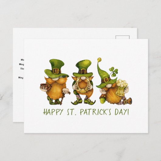 Cute Irish Gnomes Custom Happy St Patrick's Day Feestdagenkaart (Voorkant / Achterkant)