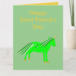 Cute Irish Green en Gold Unicorn Custom Kaart