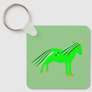 Cute Irish Green en Gold Unicorn Custom Sleutelhanger
