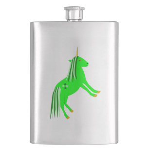 Cute Irish Green en Gold Unicorn Flacon
