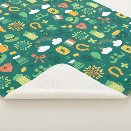 Cute Irish Icon Pattern Sherpa Deken (3/4)