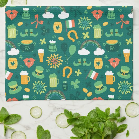 Cute Irish Icon Pattern Theedoek (Gevouwen)