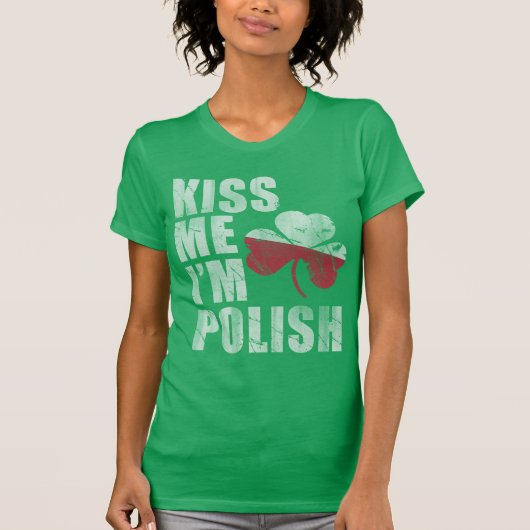 Cute Irish Kiss Ik ben Poolse St Patrick's Day T-shirt (Voorkant)