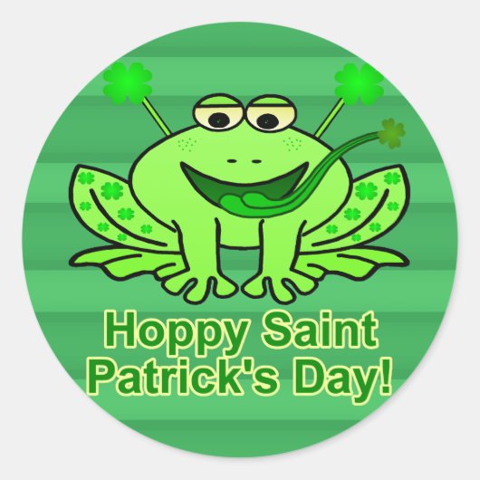 Cute Irish Saint Patrick's Day Frog Ronde Sticker (Voorkant)
