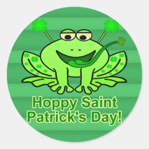 Cute Irish Saint Patrick's Day Frog Ronde Sticker