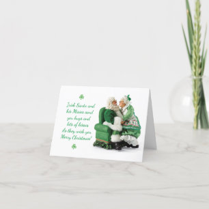 Cute Irish Santa & Misses Claus Card Feestdagen Kaart