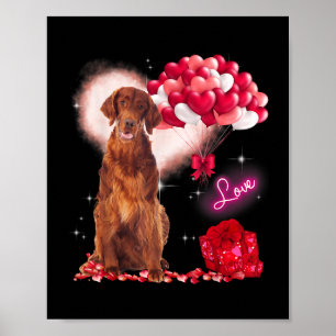 Cute Irish Setter Balloon Heart Valentijnsdag Val Poster